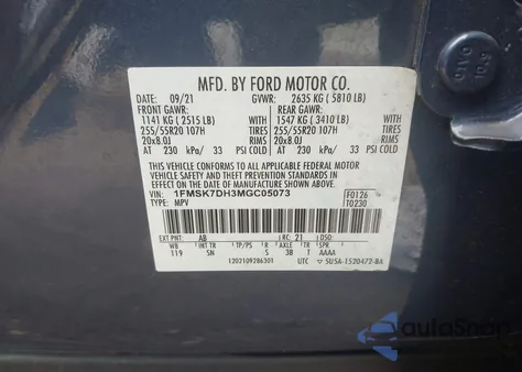 2021 Ford Explorer Xlt из США, поврежденный, VIN 1FMSK7DH3MGC05073